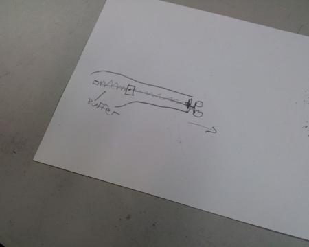image: Rough sketch of tension springs based on parts manual. I think it is the center block gummed up.