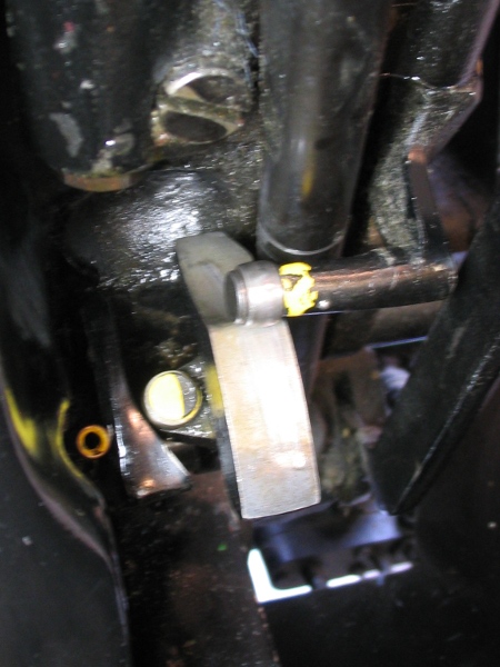 image: This sidelay cam has the corner broken off from a collision with the driveshaft. Note the gouge in the driveshaft.