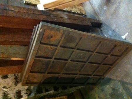 image: Stack of heavy steel plates.
largest one 1.125" thick, cast, ground.