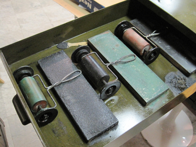 image: Rollers and ink plates - with dried ink